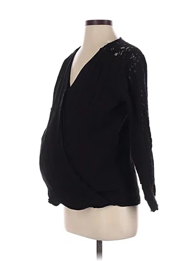 Pre-owned H&m Mama Long Sleeve Blouse In Black