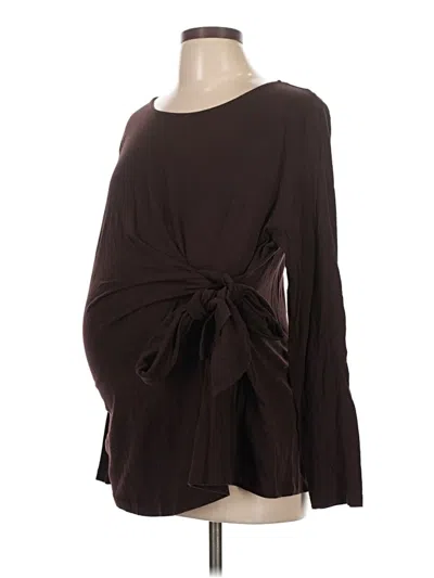 Pre-owned H&m Mama Long Sleeve Blouse In Brown