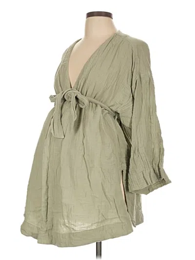 Pre-owned H&m Mama Long Sleeve Blouse In Green
