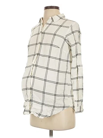 Pre-owned H&m Mama Long Sleeve Blouse In Ivory