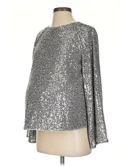 Pre-owned H&m Mama Long Sleeve Blouse In Silver