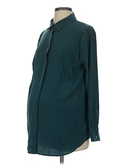 Pre-owned H&m Mama Long Sleeve Blouse In Teal