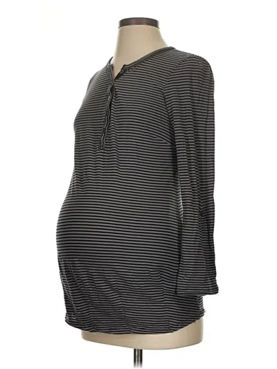 Pre-owned H&m Mama Long Sleeve Top Gray V Neck Tops