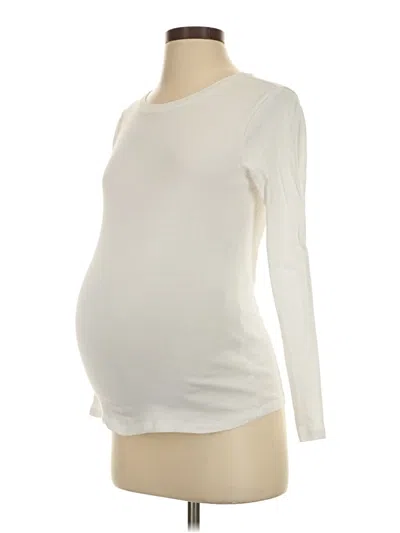Pre-owned H&m Mama Long Sleeve Top Ivory Boatneck Tops