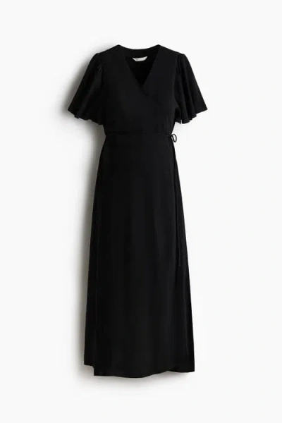 H&m Mama Nursing Wrap Dress In Black