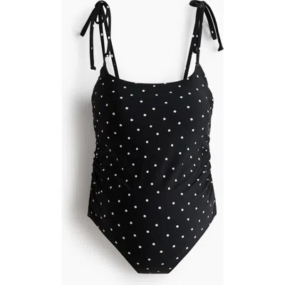 H&m Mama Padded-cup Tie-strap Swimsuit In Black
