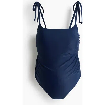 H&m Mama Padded-cup Tie-strap Swimsuit In Blue