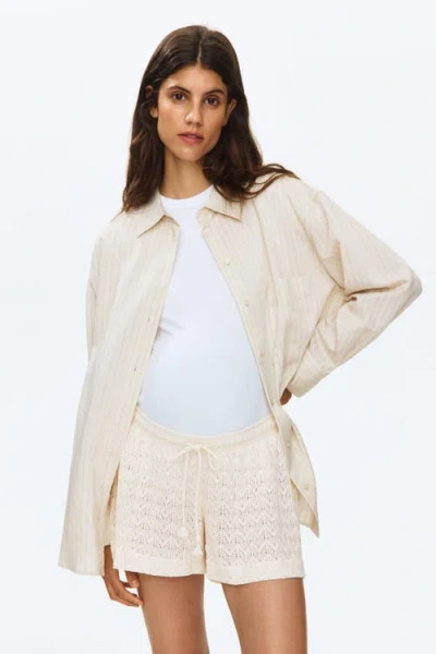 H&m Mama Pointelle-knit Drawstring Shorts In Multi