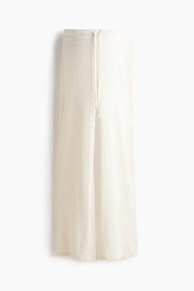 H&m Mama Pointelle-knit Drawstring Trousers In Animal Print