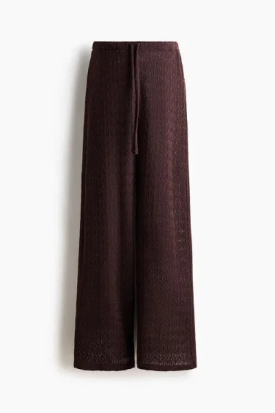 H&m Mama Pointelle-knit Drawstring Trousers In Black