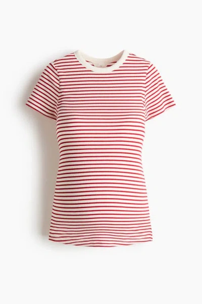 H&m Mama Ribbed Top In Pink