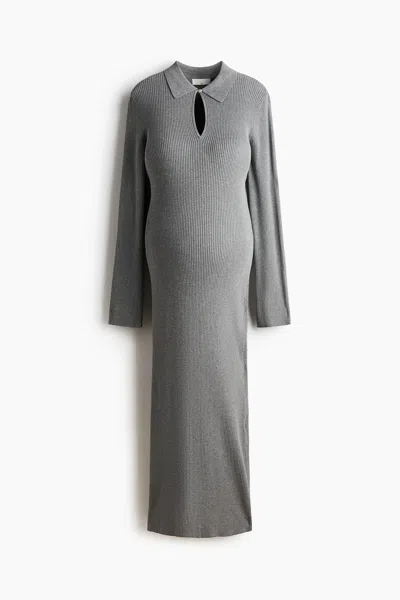 H&m Mama Rib-knit Dress In Gray