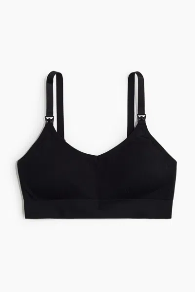 H&m Mama Seamless Nursing Sports Bra In Black