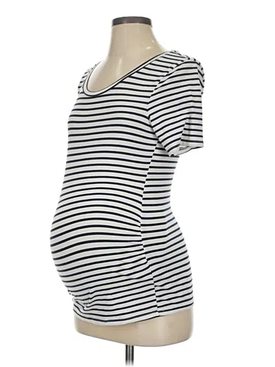 Pre-owned H&m Mama Short Sleeve Henley Shirt In Ivory