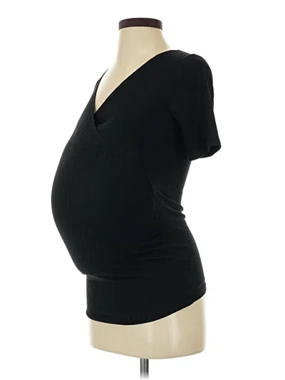 Pre-owned H&m Mama Short Sleeve Top Black Plunge Neckline Tops