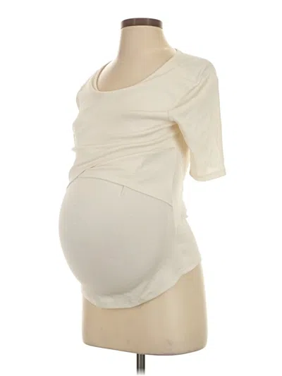 Pre-owned H&m Mama Short Sleeve Top Ivory Scoop Neck Tops