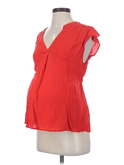 Pre-owned H&m Mama Sleeveless Top Red Plunge Neckline Tops
