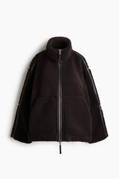 H&m Mama Teddy Fleece Jacket In Brown