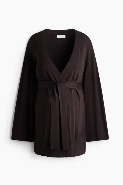 H&m Mama Tie-belt Cardigan In Brown