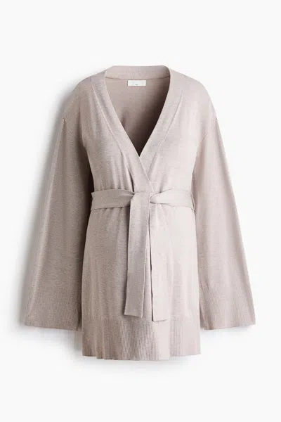 H&m Mama Tie-belt Cardigan In Pink