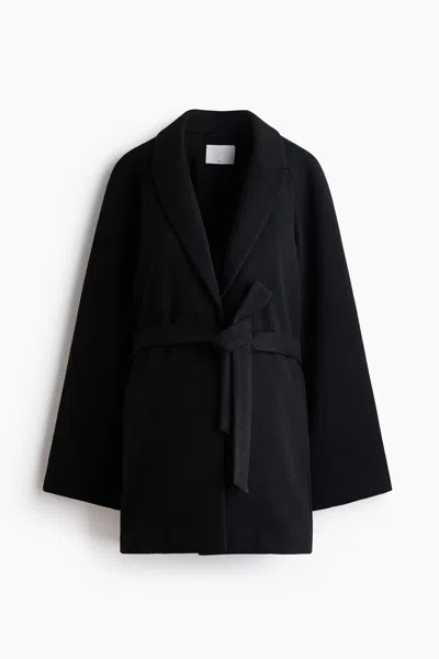 H&m Mama Tie-belt Coat In Blue