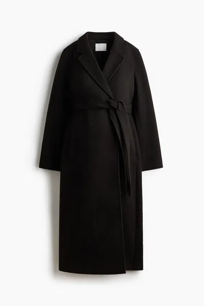 H&m Mama Tie-belt Coat In Brown