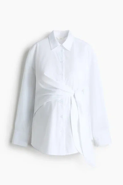 H&m Mama Tie-detail Cotton Shirt In White