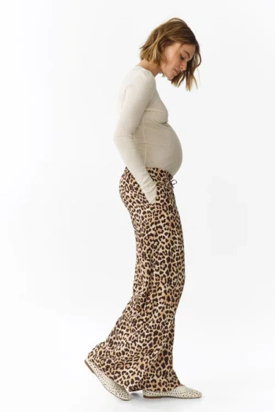 H&m Mama Wide Drawstring Trousers In Brown