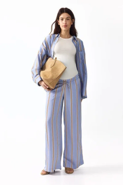 H&m Mama Wide Drawstring Trousers In Blue