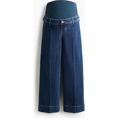 H&m Mama Wide High Waist Ankle Jeans In Blue