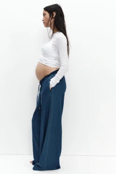 H&m Mama Wide Paper Bag Trousers In Gray