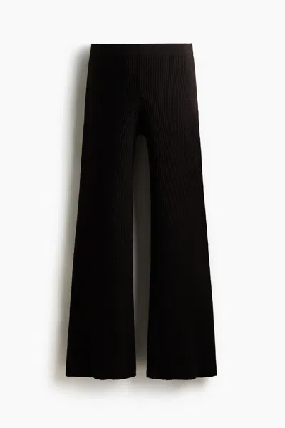 H&m Mama Wide-leg Rib-knit Pants In Brown