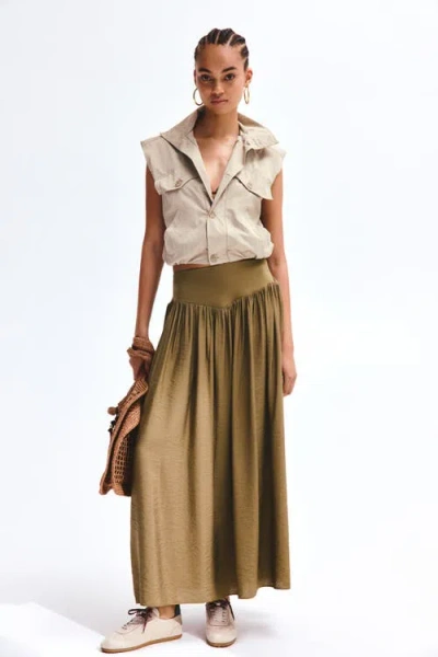 H&m Maxi Skirt In Green