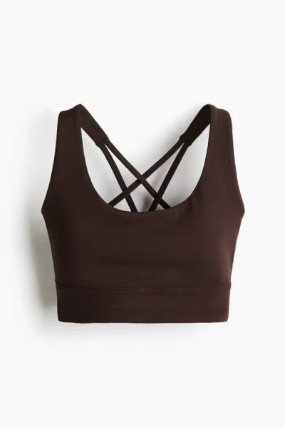 H&m Medium Support Sports Bra With Softmove In Brown