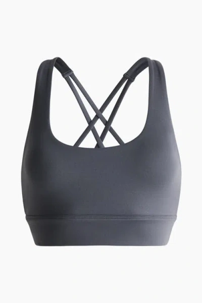 H&m Medium Support Sports Bra With Softmove In Gray
