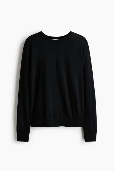 H&m Merino Wool Jumper In Black