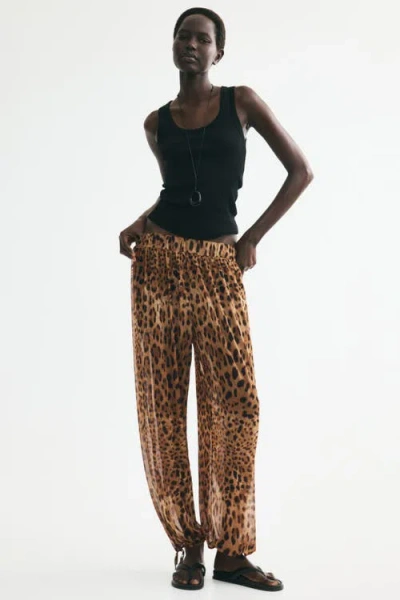 H&m Mesh Balloon Trousers In Animal Print