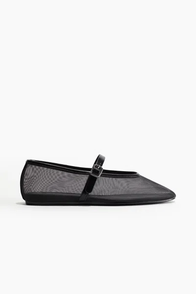 H&m Mesh Mary Jane Flats In Black