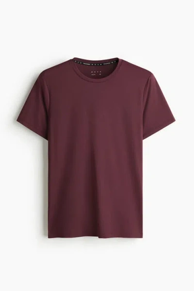 H&m Mesh Sports T-shirt With Drymove In Burgundy