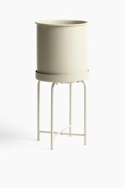 H&m Metal Plant Pot With Stand In White