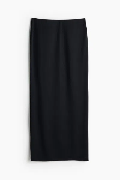 H&m Microfiber Maxi Skirt In Black