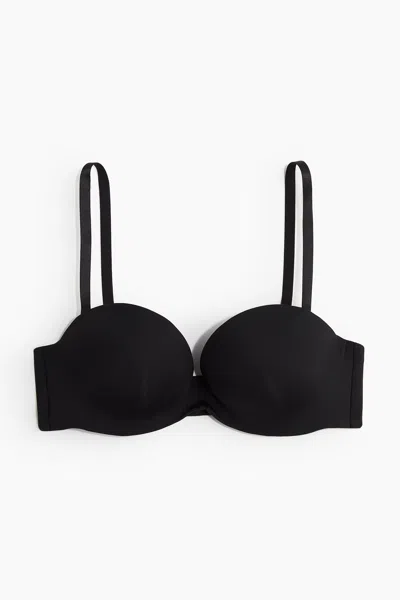 H&m Microfiber Super Push-up Balconette Bra In Black