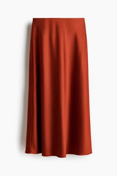 H&m Midi Skirt In Orange