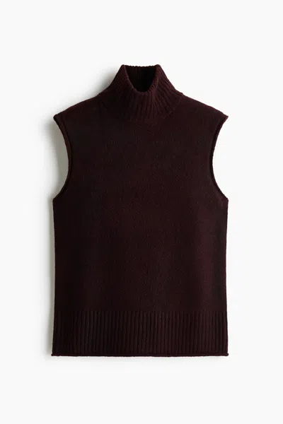 H&m Mock Turtleneck Sweater Vest In Brown