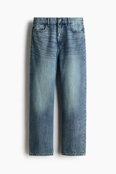 H&m Mom Regular-waist Ankle Jeans In Dark Denim Blue