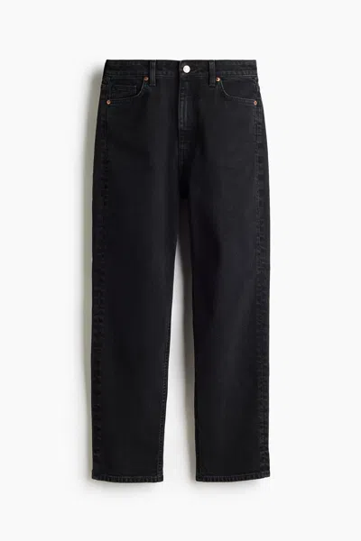 H&m Mom Slim-fit High-waist Ankle Jeans In Black