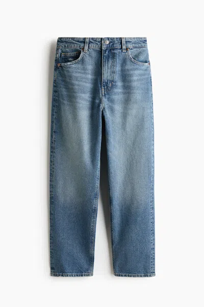 H&m Mom Slim-fit High-waist Ankle Jeans In Denim Blue