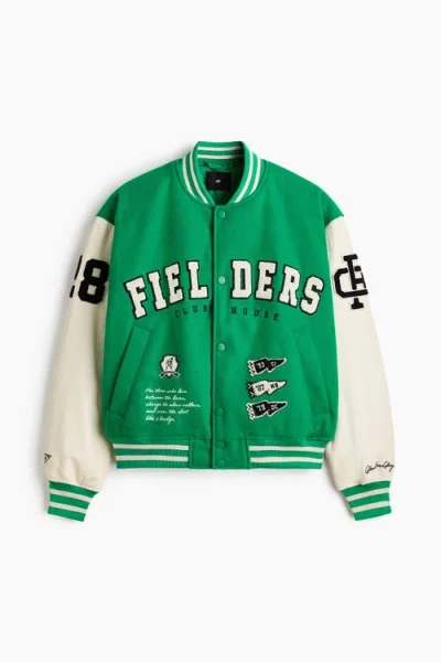 H&m Motif-detail Baseball Jacket In Multi