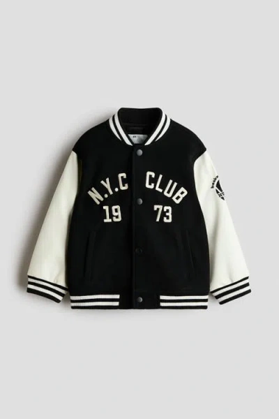 H&m Kids'  Motif-detail Baseball Jacket In Black