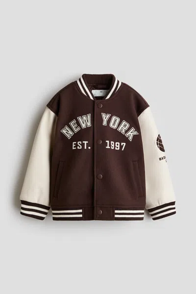 H&m Kids' Motif-detail Baseball Jacket In White